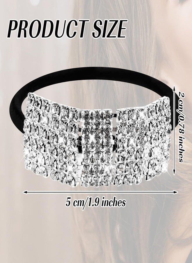 Bremorou 2 Pcs Sparkly Rhinestone Ponytail Holders - Crystal Scrunchies, Fancy Headband Hair Accessories for Thin/Thick Hair Women Girls, Silver - Image 2